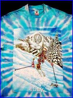 Grateful Dead Shirt T Shirt Vintage 1995 Skiing Ski Mountain Snow Tie Dye GDM L