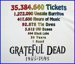 Grateful Dead Shirt T Shirt Vintage 1996 Steal Your Face Stats 1965 1995 GDM XL
