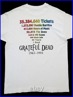 Grateful Dead Shirt T Shirt Vintage 1996 Steal Your Face Stats 1965 1995 GDM XL