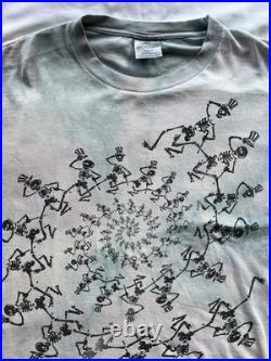 Grateful Dead Shirt Vintage 1990 Spiral Skeleton Tie Dye AOP 90s Jerry Garcia