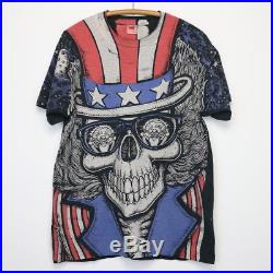 Grateful Dead Shirt Vintage tshirt 1990s Uncle Sam Skeleton All Over Print USA