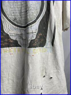 Grateful Dead T Shirt VTG 1995 Summer Final Tour Richard Biffle GDM XL Thrashed