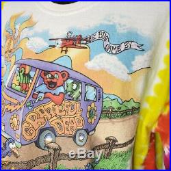 Grateful Dead The Bus Came By T Shirt Vintage 90s 1994 Tie Dye Liquid Blue Large