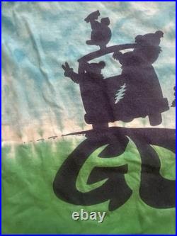 Grateful Dead Tie-Dye Bus Bears T-Shirt 1989 Blue Green Graphic Original Large