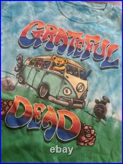 Grateful Dead Tie-Dye Bus Bears T-Shirt 1989 Blue Green Graphic Original Large