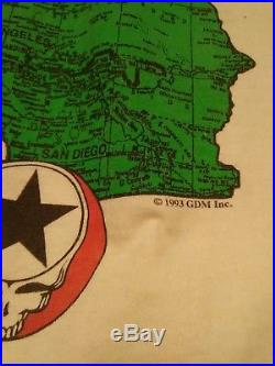 Grateful Dead Tour Shirt 93 Rare Mens sz XL Vintage Made in USA Liquid Blue GDM