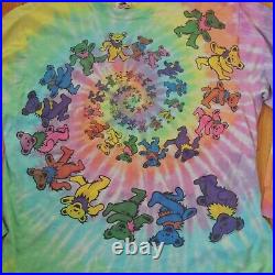 Grateful Dead Vintage 1989 T Shirt XL 80s Tie Dye Bears Long Sleeve Multicolor