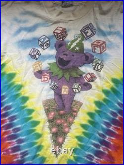 Grateful Dead Vintage 1991 Spring Tour Tie-Dye Juggling Bear Shirt Sz LG