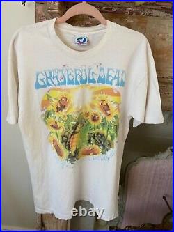 Grateful Dead Vintage 1995 Summer Tour T Shirt Turtle Terrapin Large Liquid Blue