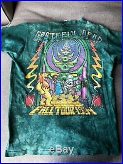 Grateful Dead Vintage Green Tie Dye Liquid Blue Fall Tour 1994 T Shirt Size L