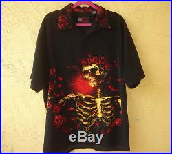Grateful Dead by Dragonfly Black SKELETON Hawaiian Casual Shirt Mens XL