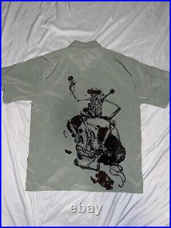 Grateful dead by dragonfly button shirt skulls roses size xl vintage t All Over