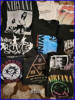 Lot Of 12 Music T Shirts Nirvana Kiss Beatles Grateful Dead Stones XSmall-2XL