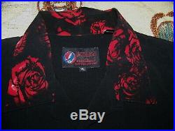 NEW Vintage GRATEFUL DEAD SKULL & ROSES Dragonfly Button Dress Bowling Shirt XL