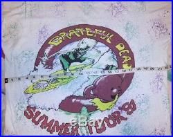 ORIGINAL Grateful Dead 1991 Summer Tour Surfing Skeleton Lg Shirt All Over Print