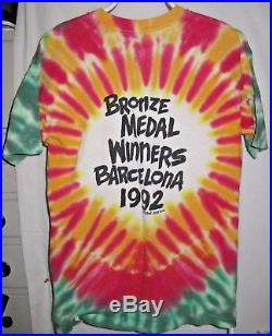 ORIGINAL Lithuania 1992 Basketball Olympic Tie Dye T-Shirt Size LG Grateful Dead