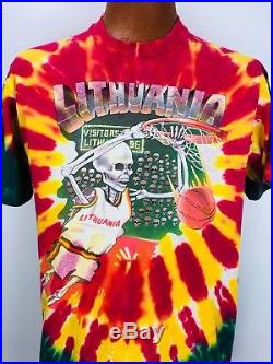 RARE 1992 Lithuania Basketball T-Shirt Grateful Dead Liquid Blue L Greg Speirs
