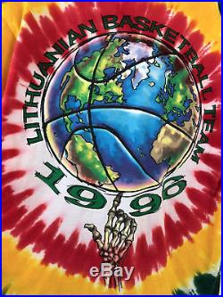 RARE 1996 Lithuania Basketball T-Shirt Grateful Dead Liquid Blue Sz L