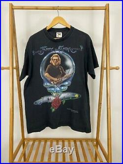 RARE VTG Jerry Garcia Steal Your Face Grateful Dead 1995 Black T-Shirt XL USA