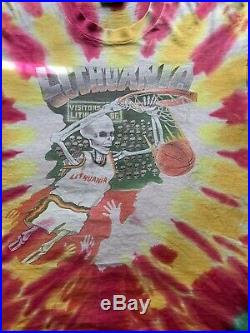 RARE Vintage 1992 Grateful Dead Lithuania Basketball Bronze Tie Dye Shirt Large