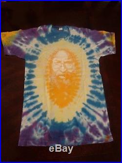 Rare Authentic Vintage Grateful Dead Jerry Garcia face 1980's tie dye t-shirt L