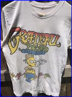 Rare Vintage Bootleg Bart Simpson Grateful Dead Head Garcia 90s Tour Shirt Med