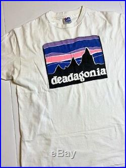 Rare Vintage Deadagonia Grateful Dead single stitch t shirt 80s Patagonia Band