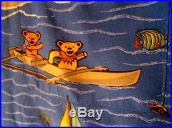 Rare Vintage Grateful Dead Dancing Bears Tiki Hawaiian Ss Shirt David Carey XL