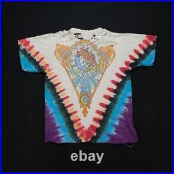Rare Vintage LIQUID BLUE Grateful Dead Skeleton Roses Tie Dyed T Shirt 90s SZ M