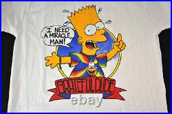 Stained New VTG 90s Bart Simpson Shirt I Need a Miracle Grateful Dude Dead 21122