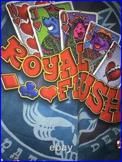 VHTF Grateful Dead Royal Flush Poker Card & Chips Shirt 2XL Liquid Blue