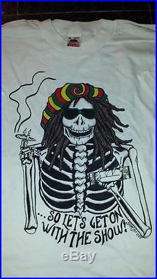 VINTAGE 1985 Grateful Dead Rasta T-Shirt Skeleton It's Gonna Get Stranger XL