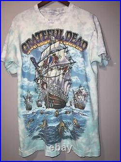 VINTAGE 1993 GRATEFUL DEAD SHIP OF FOOLS double sided TYE DYED SHIRT large
