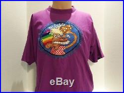 VINTAGE 80s GRATEFUL DEAD EMBROIDERED(EUROPE 72) T-SHIRT(LARGE)PURPLE-VERY RARE