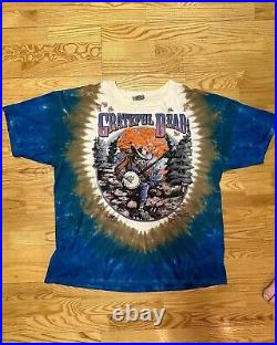 VINTAGE Grateful Dead Banjo 1994 Fall Tour LIQUID BLUE Tie Dye T-Shirt XXL 2000