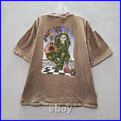 VINTAGE Grateful Dead Kelley Mouse 1972 Jester Men T-Shirt XL Brown Rose READ