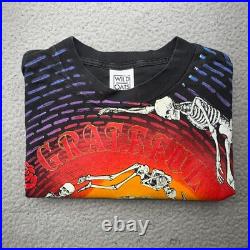 VINTAGE Grateful Dead Shirt Men Extra Large 1992 Wild Oats Spiral Skeletons AOP