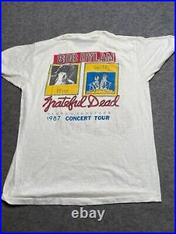 VTG 1987 Grateful Dead Bob Dylan Alone + Together Graphic T-Shirt Size XL