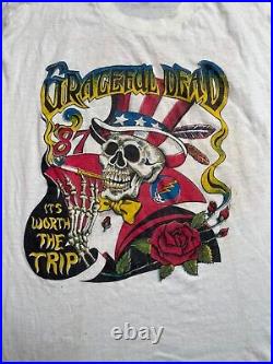 VTG 1987 Grateful Dead Bob Dylan Alone + Together Graphic T-Shirt Size XL