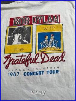 VTG 1987 Grateful Dead Bob Dylan Alone + Together Graphic T-Shirt Size XL