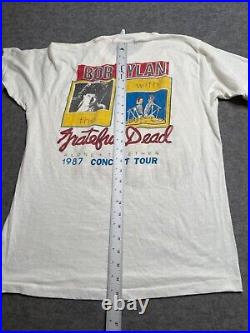 VTG 1987 Grateful Dead Bob Dylan Alone + Together Graphic T-Shirt Size XL