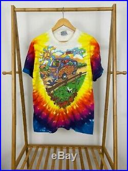 VTG 1994 Grateful Dead Liquid Blue Summer Tour Bus Came By Tie Dye T-Shirt L USA