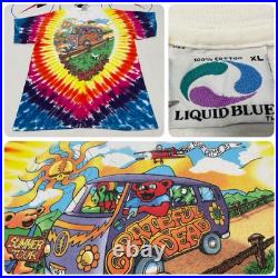 VTG 1994 Grateful Dead Summer Tour T-Shirt Liquid Blue USA Made Tie Dye XL