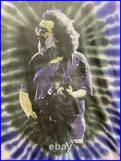 VTG 1995 Jerry Garcia Blue Tie Dye Grateful Dead Band Graphic Shirt Mens XL