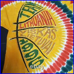 VTG 1996 Lithuania Olympic Basketball Grateful Dead Liquid Blue T-Shirt Size XL