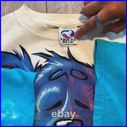 VTG 1999 Grateful Dead Liquid Blue Tie Dye Dancing Bear T-Shirt