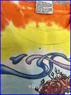 VTG 90s 1995 Liquid Blue Grateful Dead Double Sided Tie Dye T Shirt XL Rose