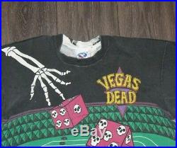 VTG 90s Grateful Dead Vegas Dead T Shirt XL Liquid Blue GDM All Over Print