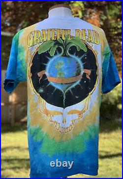 VTG 90s Liquid Blue 1998 Grateful Dead Keep It Green Tie Dye Band TShirt XL