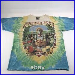VTG 90s Liquid Blue 1998 Grateful Dead Keep It Green Tie Dye Band T-Shirt XL